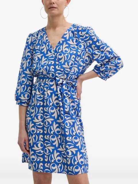 Morgan V-neck patterned mini dress Blue RORIANE