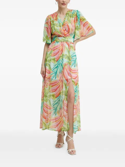 Morgan slit floral print maxi dress Green RCARI