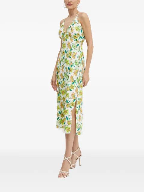 Morgan floral V-neck midi dress White RCORA