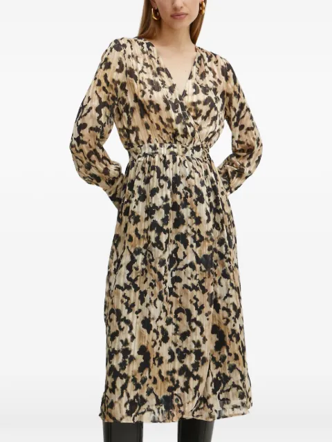 Morgan pleated V-neck midi dress Neutrals RILOV