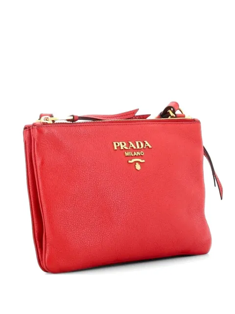 Prada Pre-Owned Double Zip Vitello Daino Small crossbody bag Red 56YVMXH24QF7YYKC