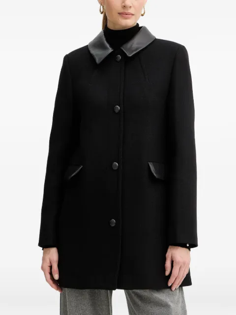 Morgan leather collar button coat Black GBALI