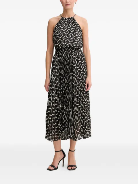 Morgan printed pleated midi dress Black RPLIST2