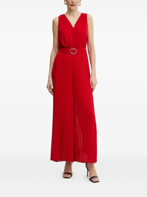 Morgan pleated belted jumpsuit Red PSAMARA