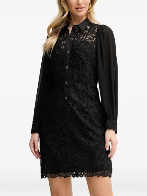 Morgan lace buttoned mini dress Black RISLO