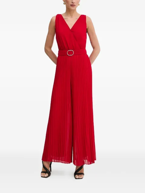 Morgan V-neck pleated jumpsuit Red PSAMARA