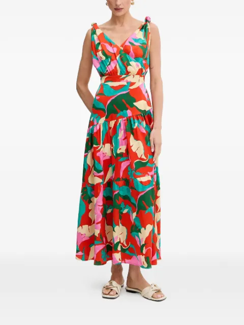 Morgan knot floral print maxi dress Red RBY