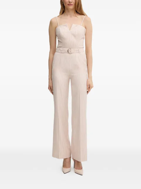 Morgan striped belted jumpsuit Neutrals PIVI