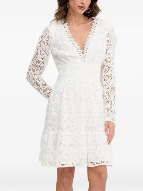 Morgan lace V-neck mini dress White RLUCA