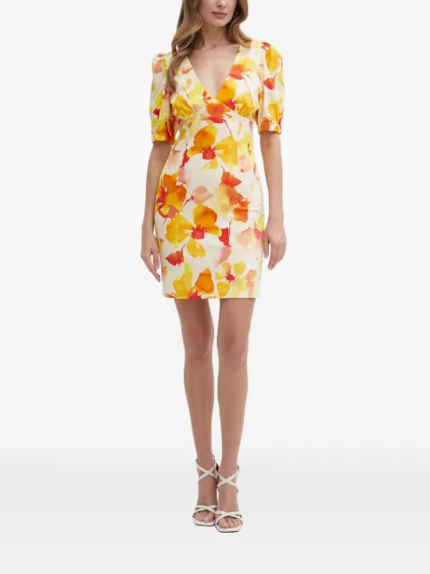 Morgan puff sleeve floral mini dress Yellow RAMIN