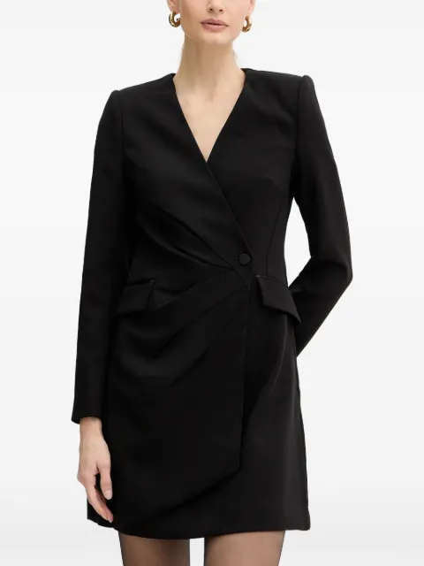 Morgan V-neck single-breasted mini dress Black RCLIF