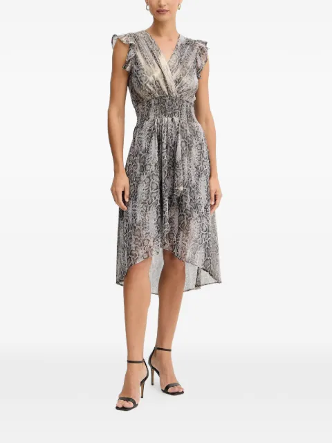 Morgan ruffled reptile-print midi dress Grey RCOBA