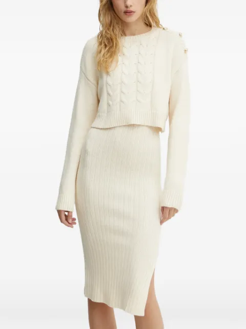 Morgan knitted midi dress and sweater set Neutrals RMNATE