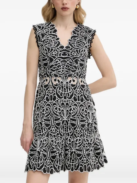 Morgan scalloped trim V-neck mini dress Black RYLAC