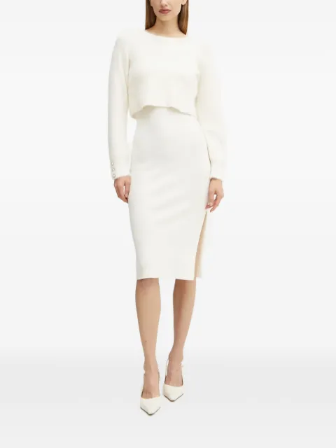 Morgan split ribbed midi dress Neutrals RMONA