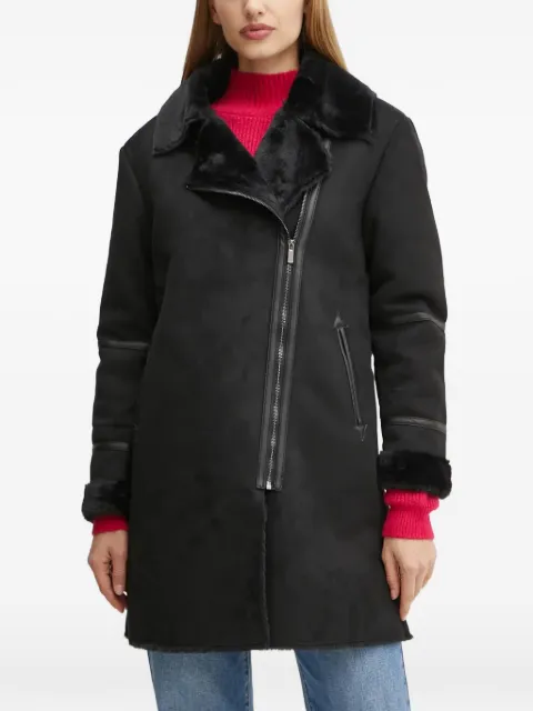 Morgan faux-fur trim coat Black GLANA
