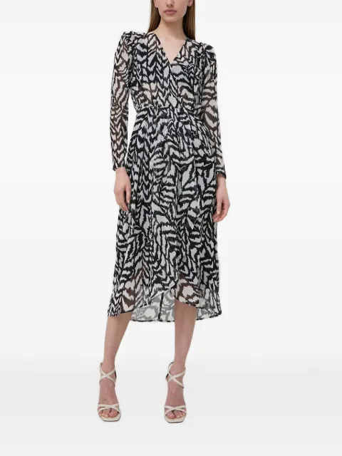 Morgan long-sleeve printed midi dress Black RURRY