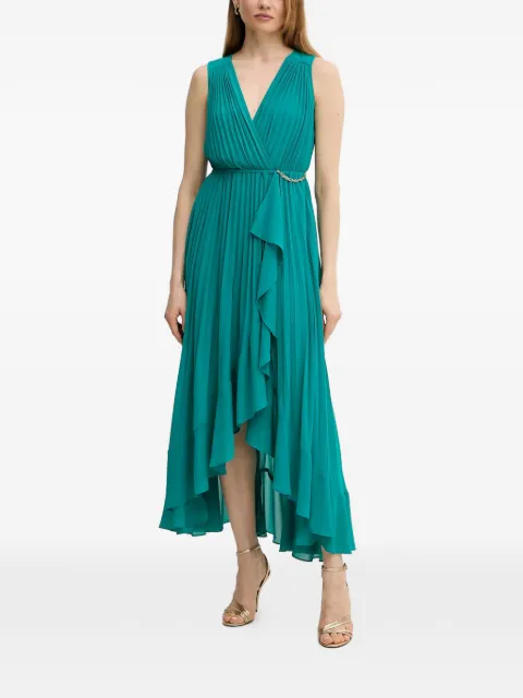 Morgan pleated V-neck midi dress Green ROSYTA