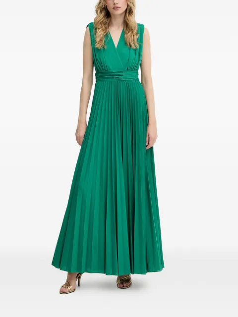 Morgan pleated V-neck maxi dress Green REINE1