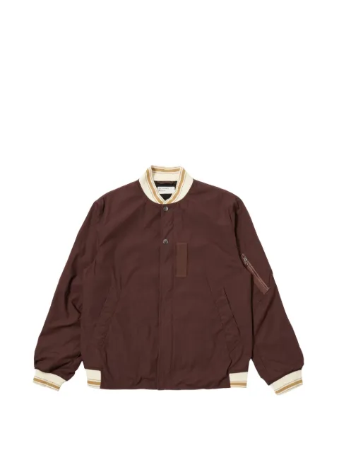 Universal Works NS striped-trim bomber jacket Brown 34104