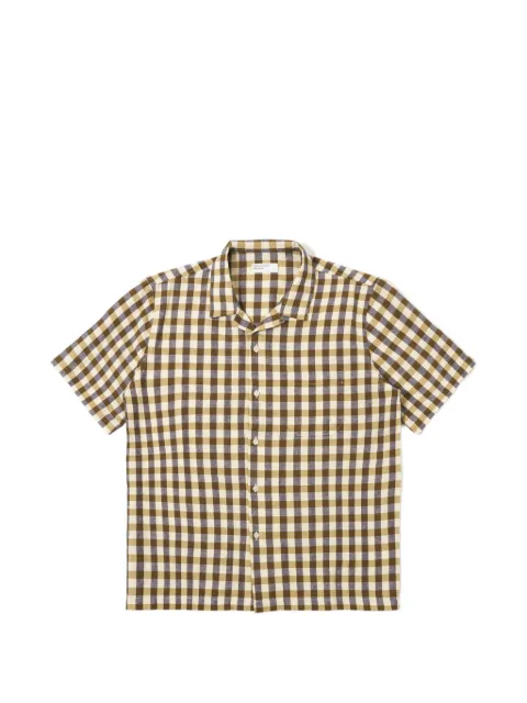 Universal Works gingham-check short-sleeve shirt Brown 34668