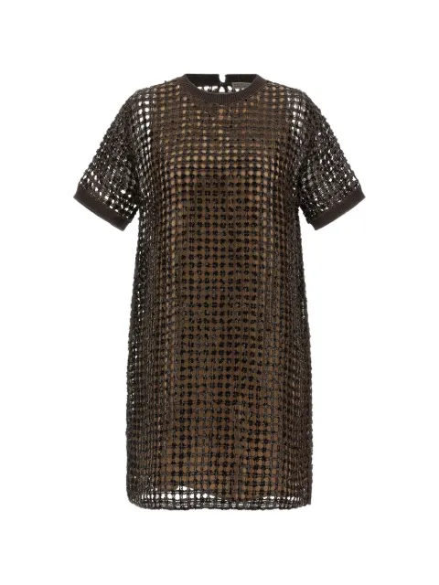 Brunello Cucinelli sequinned mesh dress Brown MCBR11A90C8589