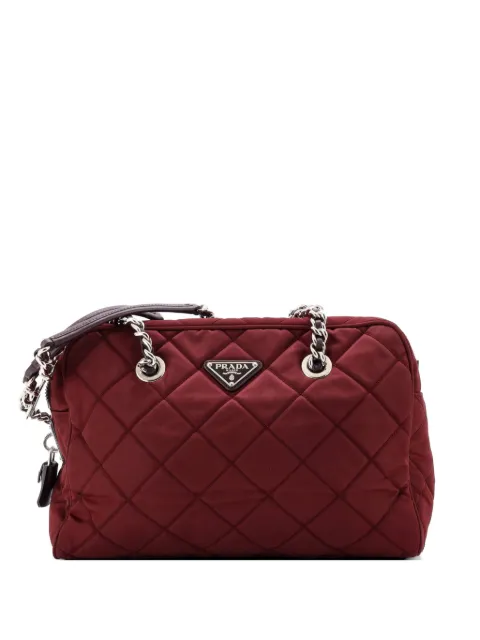 Prada Pre-Owned Chain Quilted Tessuto Medium shoulder bag Red 16LJGMGED85Y0GEC