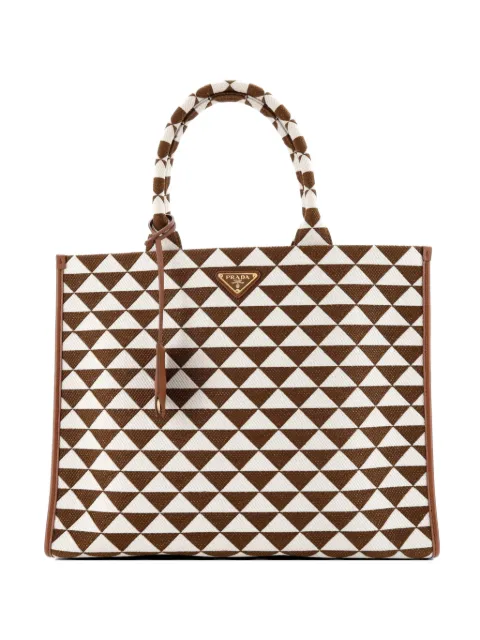 Prada Pre-Owned Symbole Shopper Jacquard Large tote bag Brown UAFQVZ9NQ5G9MMRH