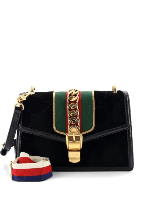 Gucci Pre-Owned Sylvie Shoulder Bag GG Velvet Small crossbody bag Black TZBA3YDUYQVLAZRG