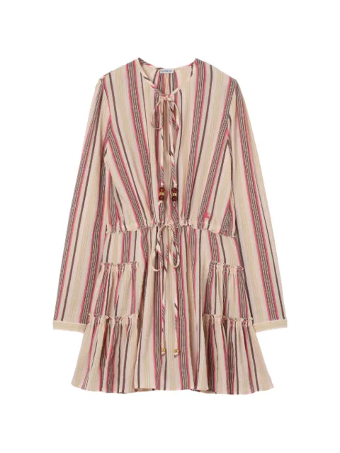 Burberry striped cotton voile dress Neutrals 8120768