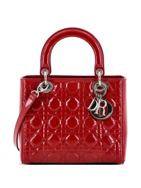 Christian Dior Pre-Owned Lady Dior Bag Cannage Quilt Patent Medium satchel Red MSFC7RITYX7CMRH9