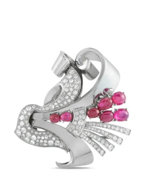 LB Exclusive ruby diamond platinum brooch Silver MF17020526