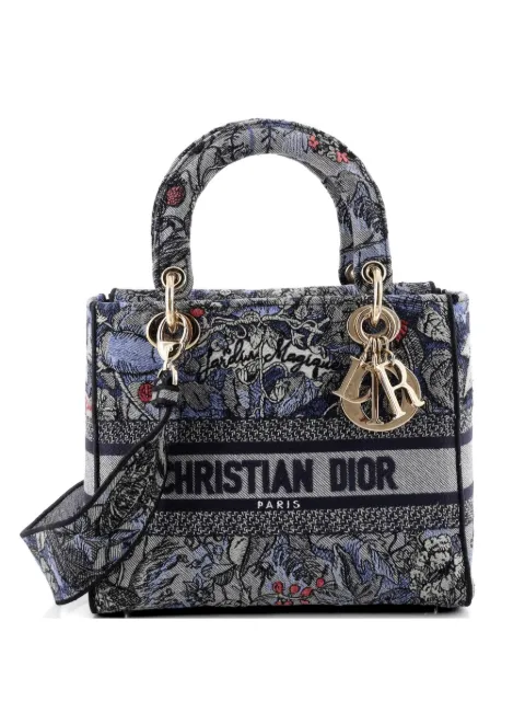 Christian Dior Pre-Owned Lady D-Lite Bag Embroidered Canvas Medium satchel Blue ZKXTB5CTV97I8ZTP