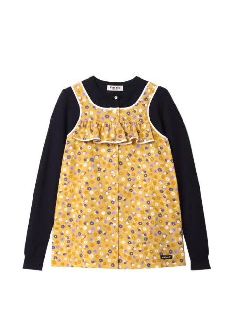 Miu Miu floral-print ruffled top Yellow MT223519KV