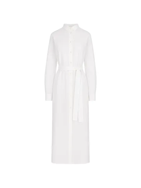 La-Rose belted button-down shirt midi dress White DS008POP50