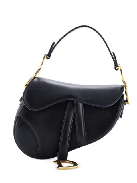 Christian Dior Pre-Owned Saddle Handbag Leather Mini shoulder bag Black 8UZ6L6O770XMRN4T
