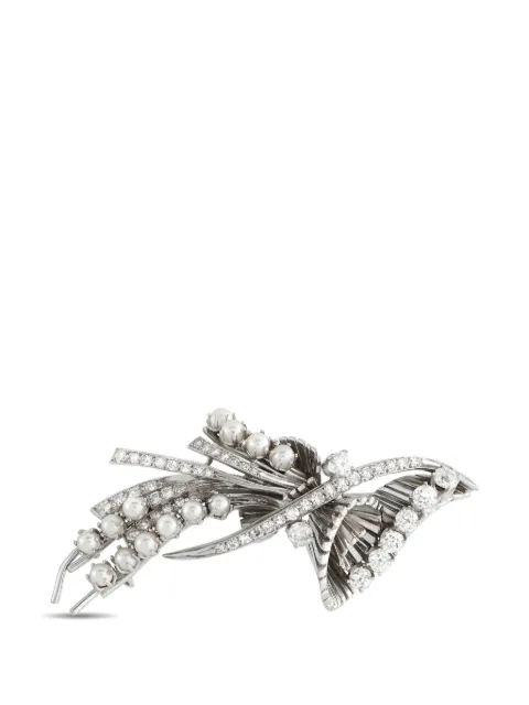 LB Exclusive diamond pearl brooch Silver MF44020326