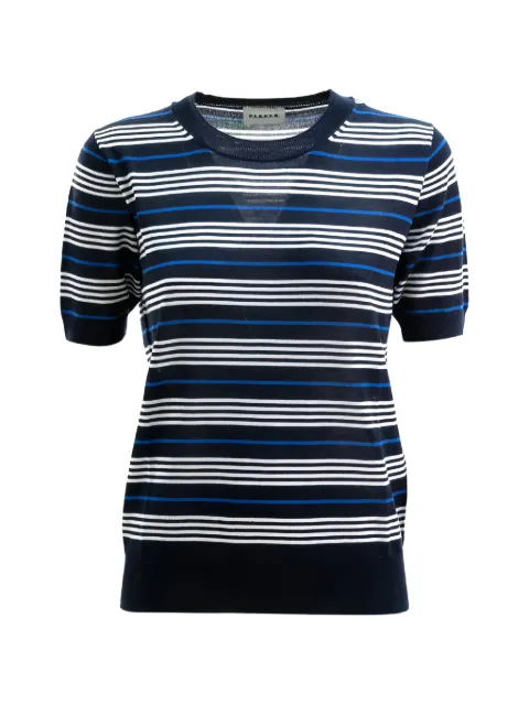 P.A.R.O.S.H. striped short-sleeve wool T-shirt Blue D540779LISTRIPES