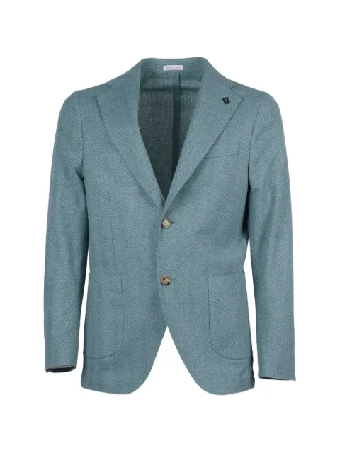 Brera herringbone-knit single-breasted blazer Green P6NAPOLITJT2