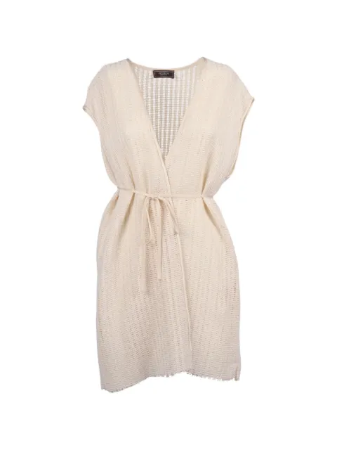Peserico belted open-knit cardi-coat Neutrals E03044A06145