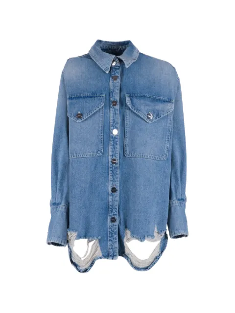 DONDUP distressed-finish shirt Blue DC460DF0283DMB5