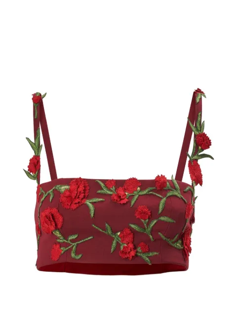 Carolina Herrera floral-embroidered bandeau top Red S2611E246BWT