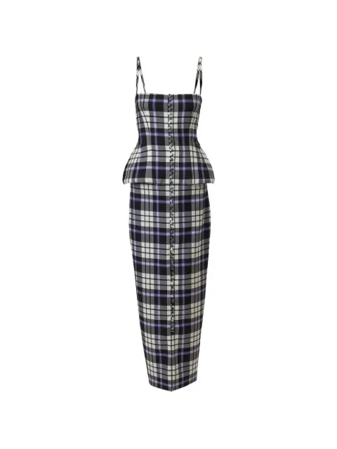 Carolina Herrera Trompe L'oeil plaid dress Black S2611N530CHW