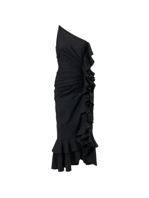Carolina Herrera ruffled one-shoulder midi dress Black S2611N534SCT