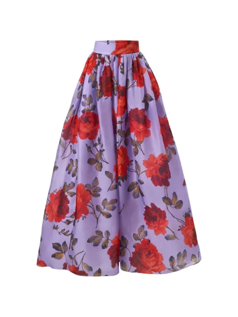 Carolina Herrera rose-print organza ball skirt Purple S2611N313SMR