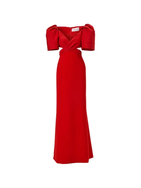 Carolina Herrera bell-sleeve gown with cut-outs Red S2611N702SFR