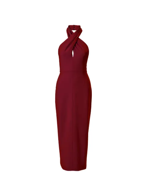 Carolina Herrera twisted halterneck midi dress Red S2611N518BWT