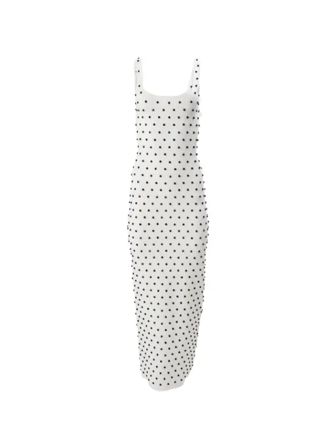 Carolina Herrera polka dot beaded midi dress White S2612E505KLG