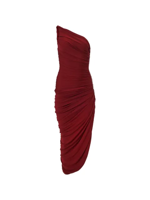 Carolina Herrera asymmetric ruched midi dress Red S2615N501JRS