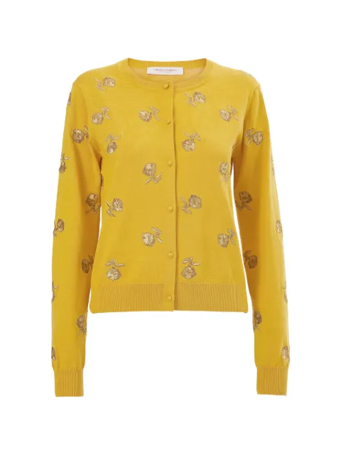 Carolina Herrera carnation-embroidered cardigan Yellow S2612E104KSC